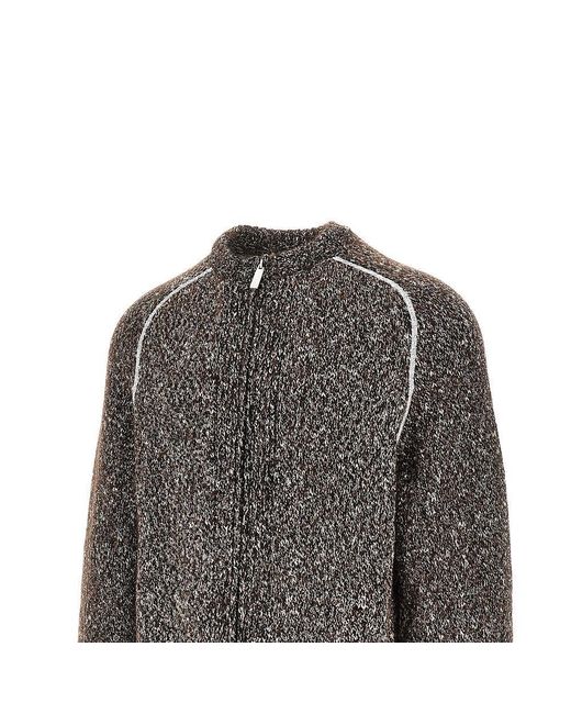Herno Gray Mouliné Knitted Cardigan for men