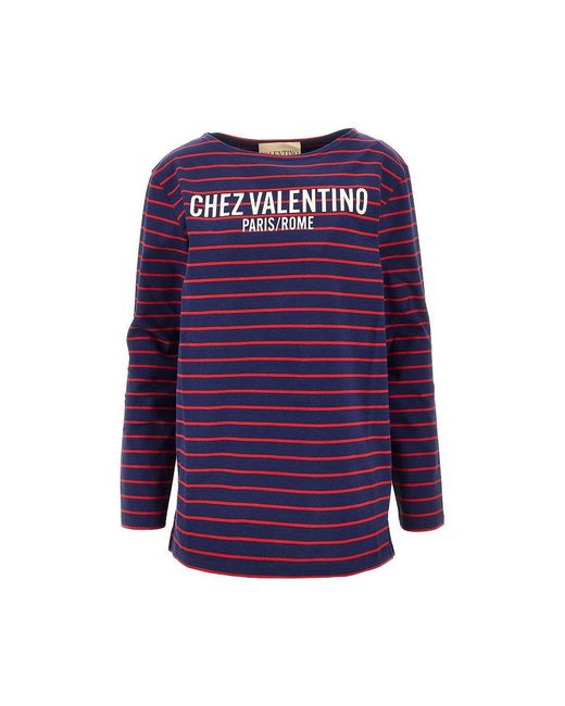 T-Shirt 'Chez A Righe Donna di Valentino in Purple