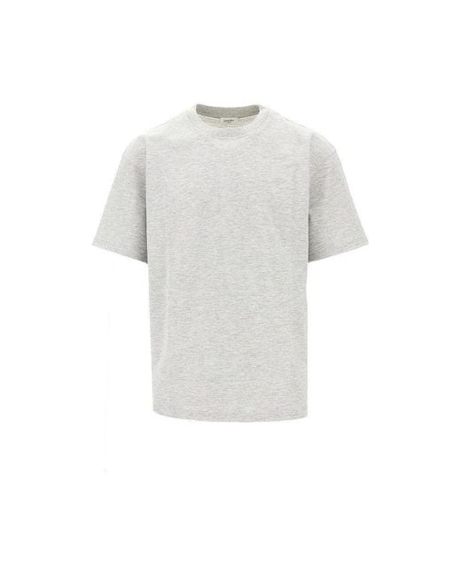 Saint Laurent Gray Cassandre Embroidery Piquet T-Shirt for men