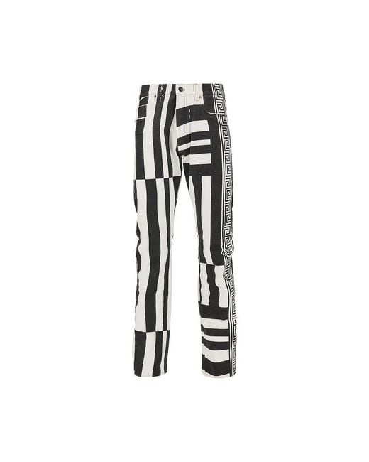 Versace Black Denim Jeans With Sylvester Print for men