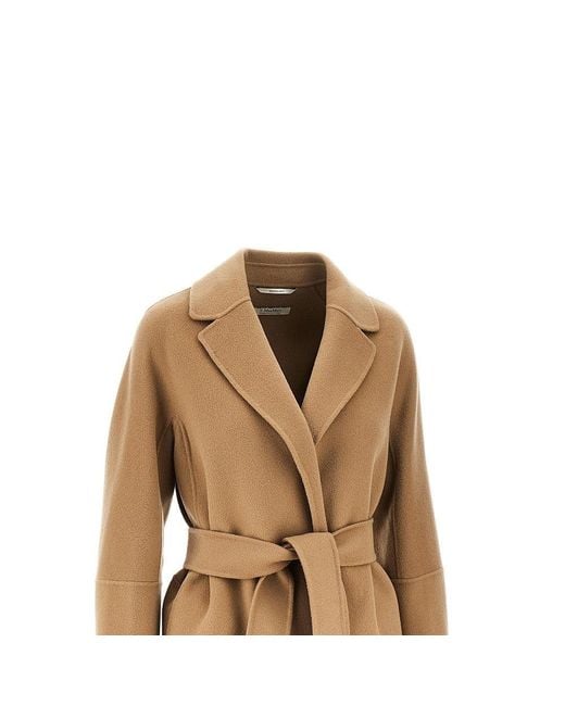 Max Mara Brown Knee-Length Pure New Wool Coat