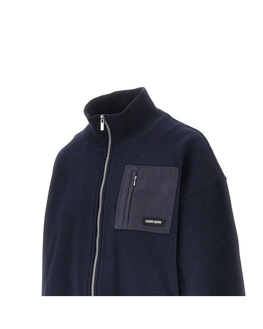 Miu Miu Blue Cotton Cropped Sweatshirt