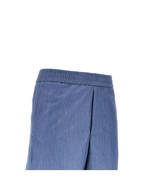 C.9.3 Blue Viscose-Blend Gabardine Bermuda Shorts for men