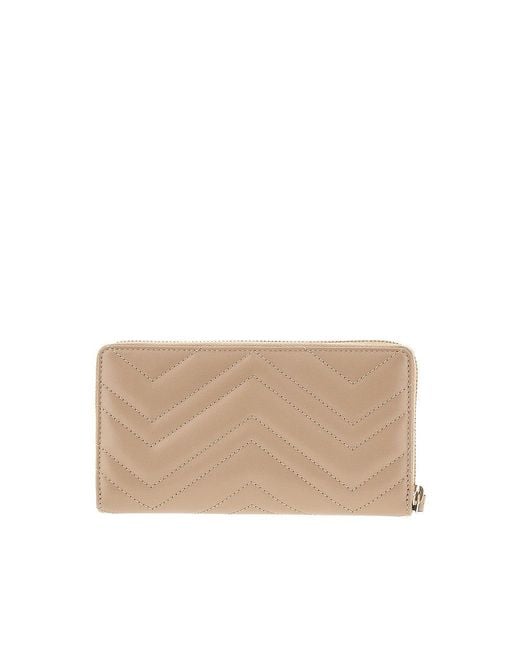 Gucci Natural 'Gg Marmont' Zip-Around Wallet