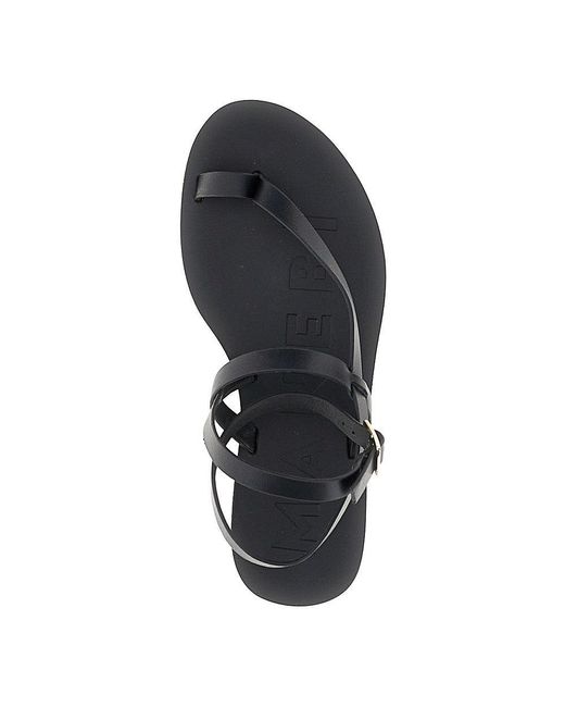 Manebí Black Leather Thong Sandals