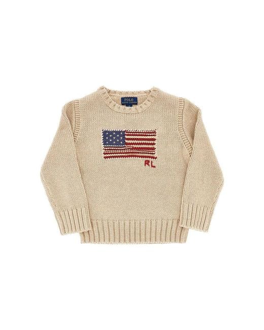 Ralph Lauren Natural Flag Intarsia Cotton Sweater Kids