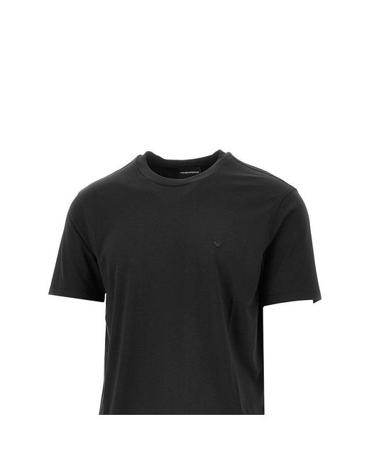 Emporio Armani Black Eagle Embroidery Modal-Blend T-Shirt for men