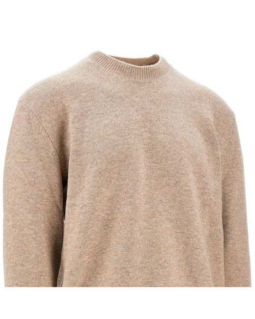 Bottega Veneta Natural Cashmere Sweater With Leather Patches for men