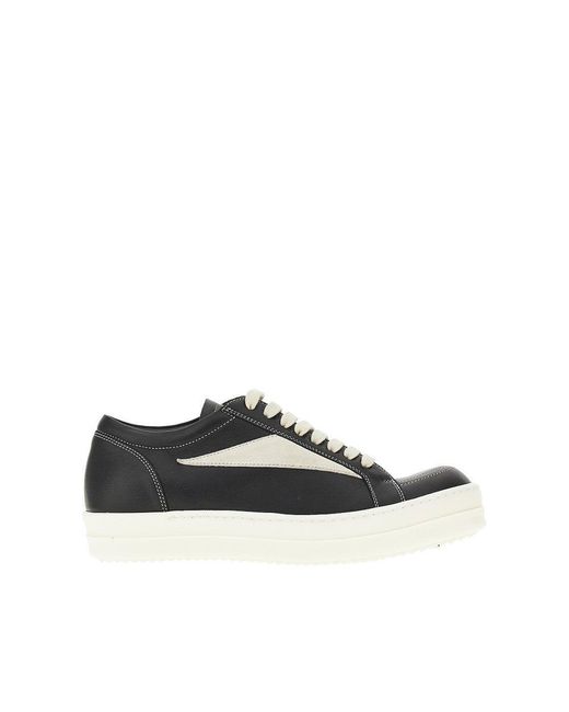Rick Owens Black Leather Vintage Sneakers for men