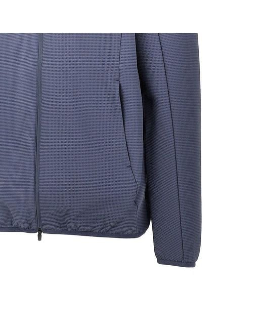 EA7 Blue Embossed Ventus7 Full-Zip Sweatshirt for men