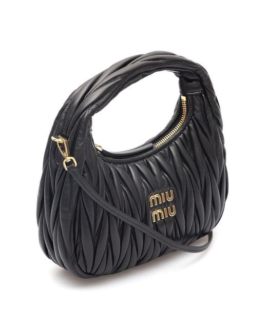 Miu Miu Black Small Miu Wander Hobo Bag