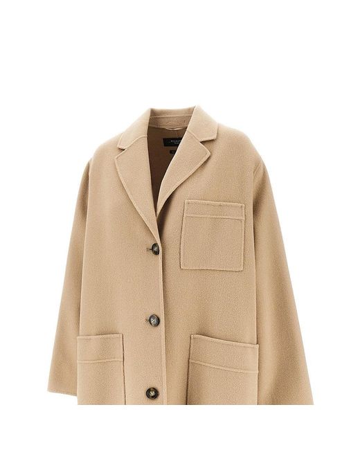 Weekend by Maxmara Natural Double Wool Blend Single-Breasted Coat