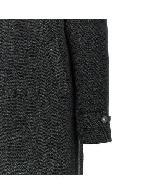 BRERAS Milano Black Virgin Wool Coat for men