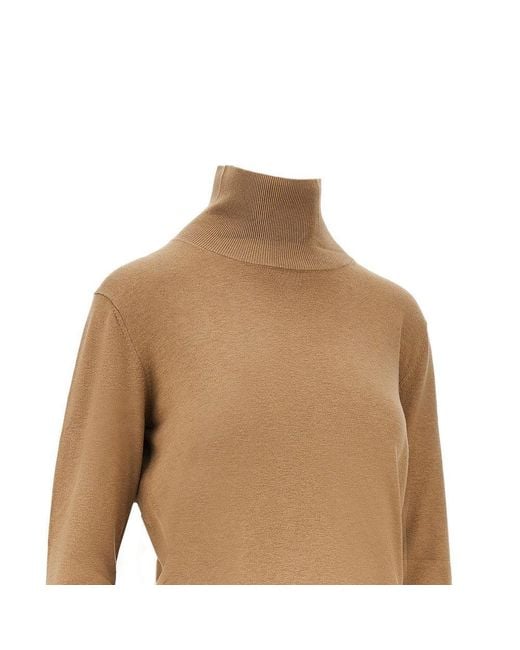 Weekend by Maxmara Brown Silk And Wool-Blend Knitted Turtleneck