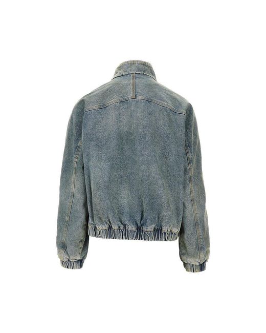 Purple Brand Blue Denim Boxy Fit Bomber Jacket for men