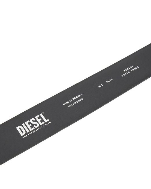 DIESEL Black Oval D Buckle Leather Belt for men