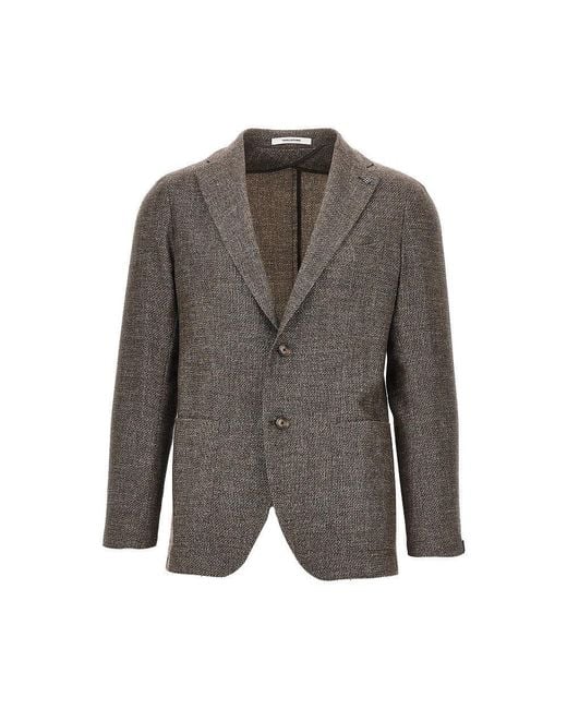 Tagliatore Gray Mouliné Wool-Blend Single-Breasted Jacke for men