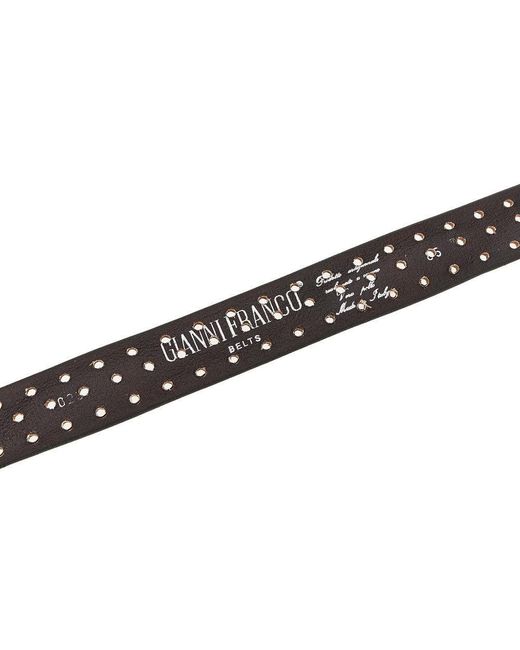 GIANNIFRANCO BELTS Brown Openworked Leather Belt for men