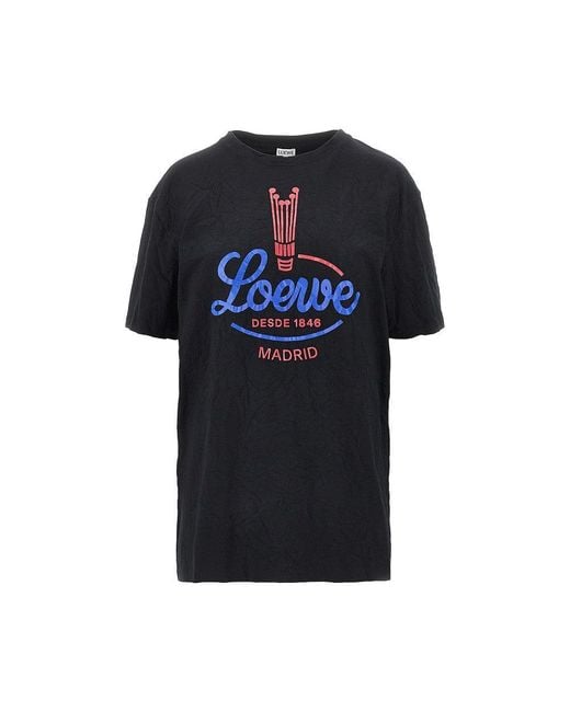 Loewe Black Logo Print Creased Jersey T-Shirt