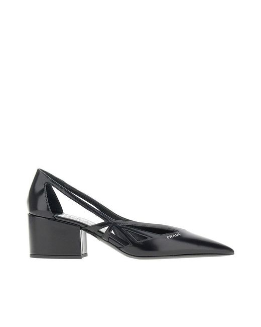 Prada Blue Spazzolato Leather Pointed-Toe Pumps