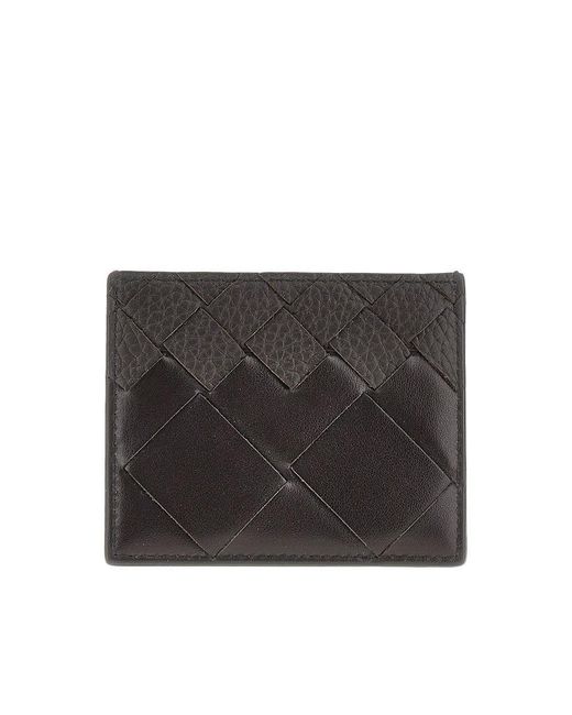Bottega Veneta Black Dégradé Intrecciato Leather Cardholder for men