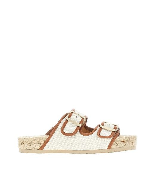 Manebí Natural Canvas And Leather Slides