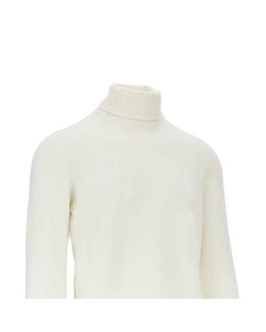 Drumohr White Merino Wool Knitted Turtleneck for men