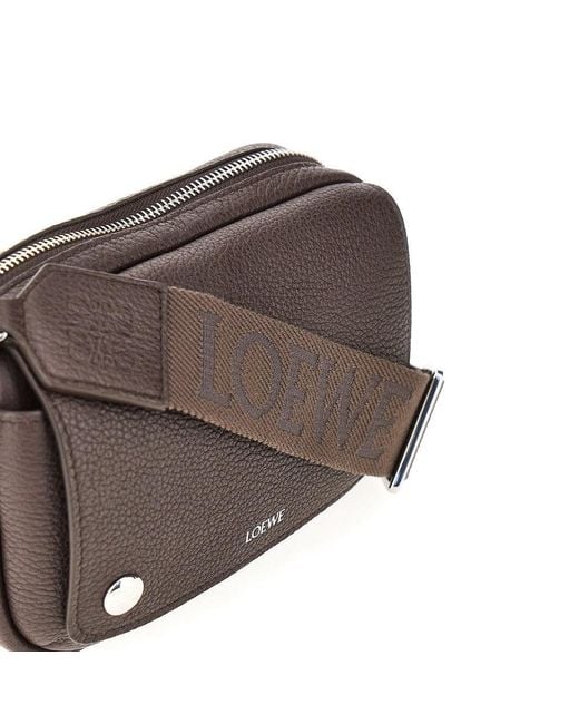 Loewe Brown Leather Small 'Messenger Pebble' Bag for men