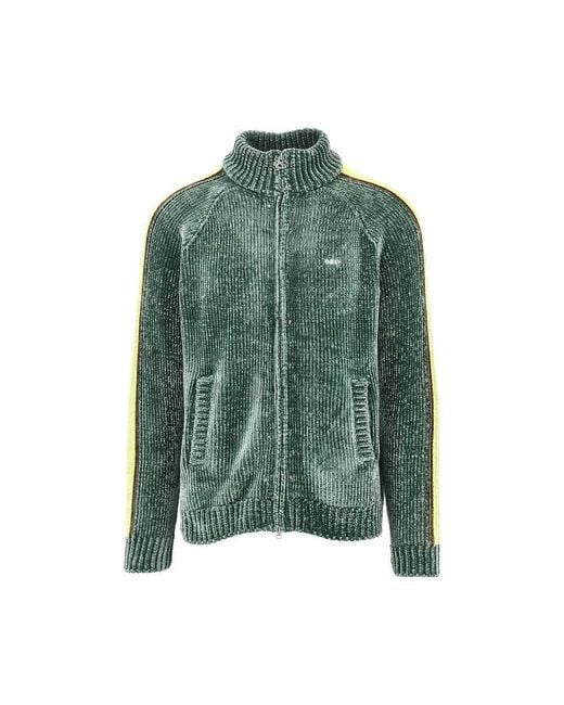 Obey Green Chenille Cardigan With Logo Embroidery for men