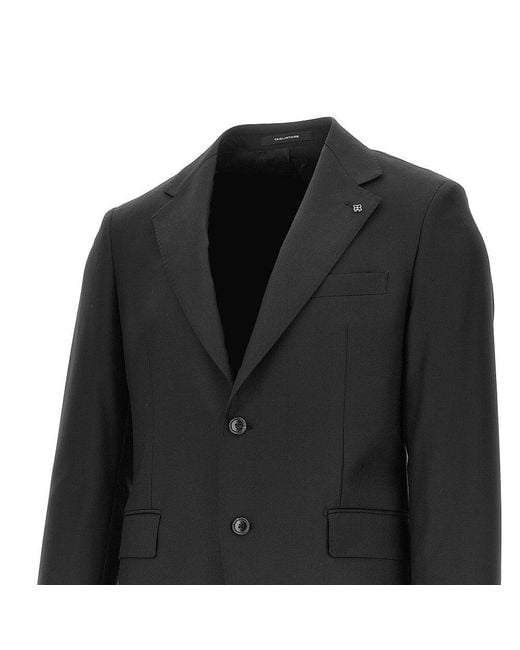 Tagliatore Black Virgin Wool Two-Pieces Tailored Suit for men