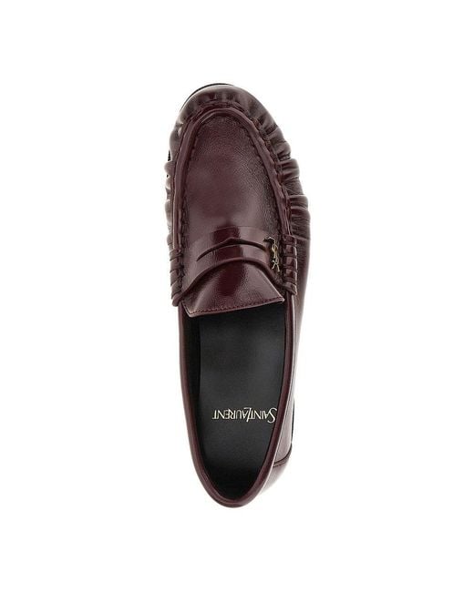 Saint Laurent Red Leather Loafers With Cassandre Logo 37
