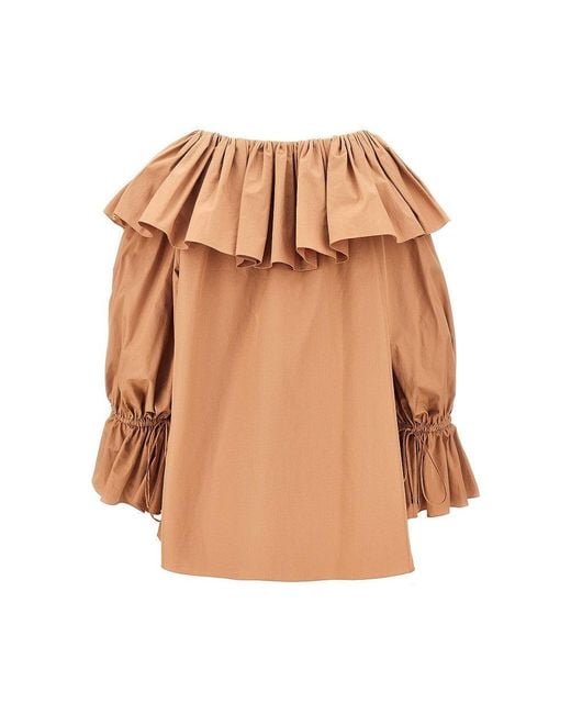 Chloé Natural Ruffled Poplin Blouse