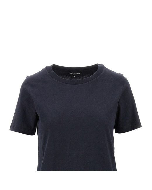 Emporio Armani Blue T-Shirt With Logo Embroidery