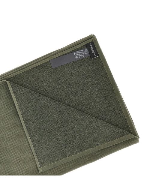 Emporio Armani Green Beach Towel With Textured Motif for men