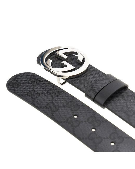Gucci Black Gg Interlock Reversible Belt for men