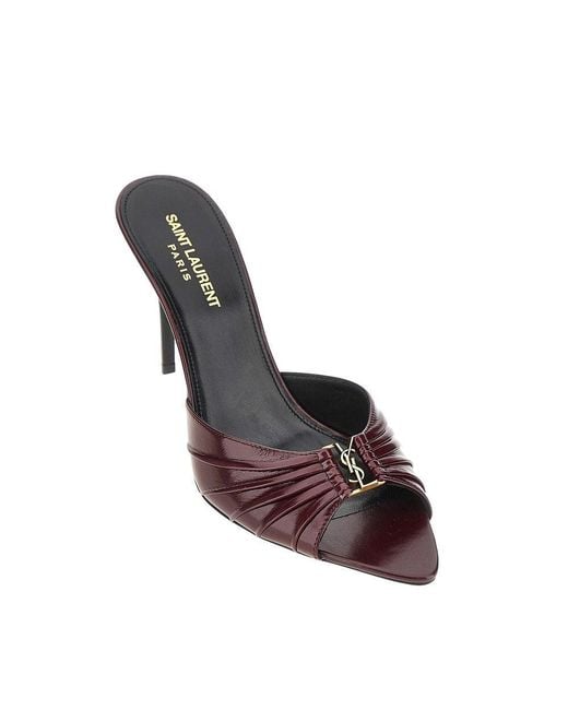 Saint Laurent Purple 'Babylone' Leather Mules