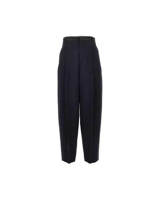 Bottega Veneta Blue Grain De Poudre Wool Pants With Darts