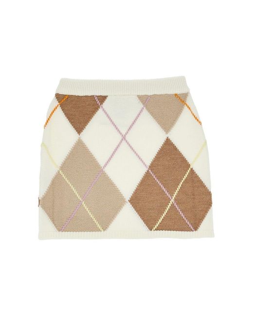 Fendi Natural Knitted Skirt With Diamond Motif Kids 12