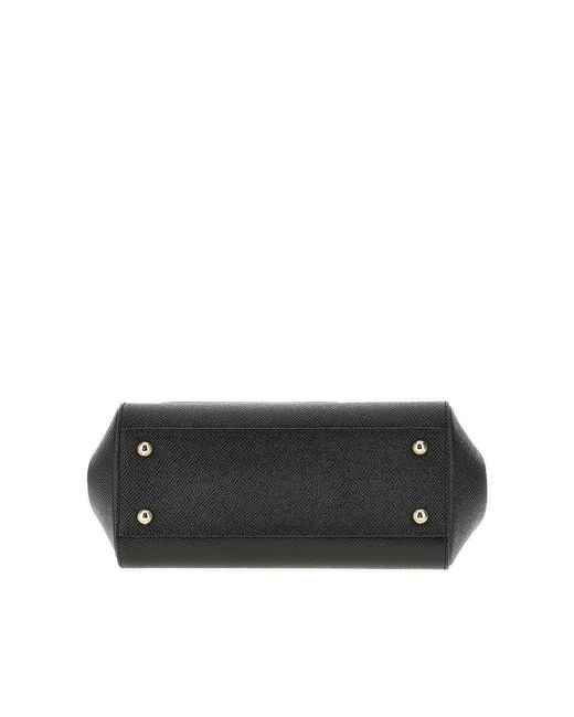 Dolce & Gabbana Black Dauphine Leather Medium 'Sicily' Bag