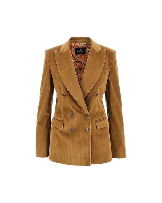 Etro Brown Corduroy Double-Breasted Jacket