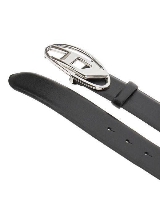 DIESEL Black Oval D Buckle Leather Belt for men