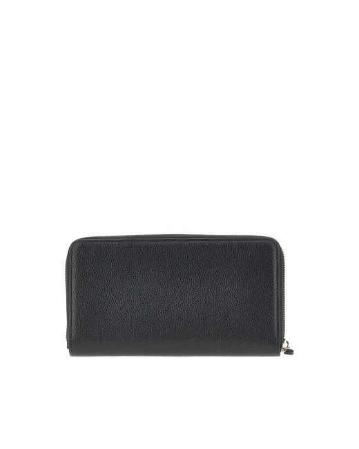 Emporio Armani Black Grained Leather Zip-Around Wallet