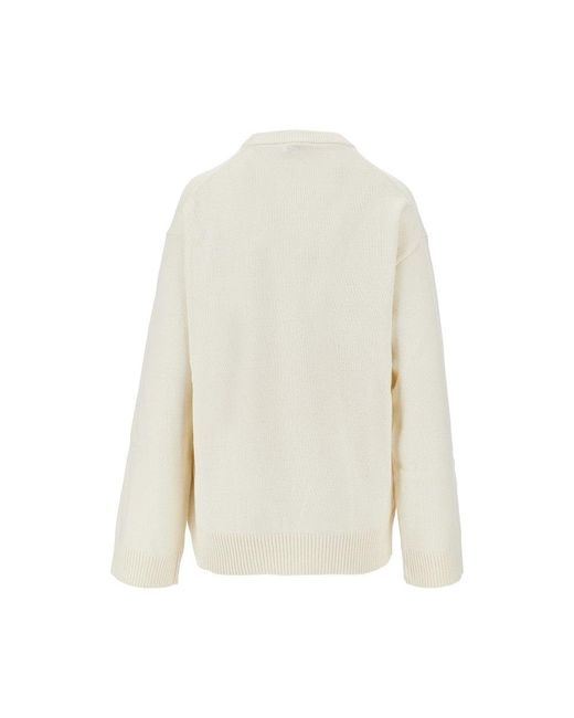 Ganni White 'Strawberry' Wool-Blend Sweater