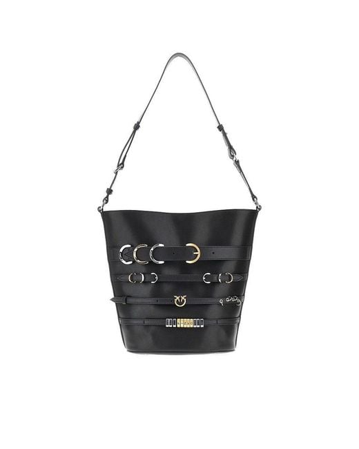 Pinko Black Large Bucket Bag With Straps
