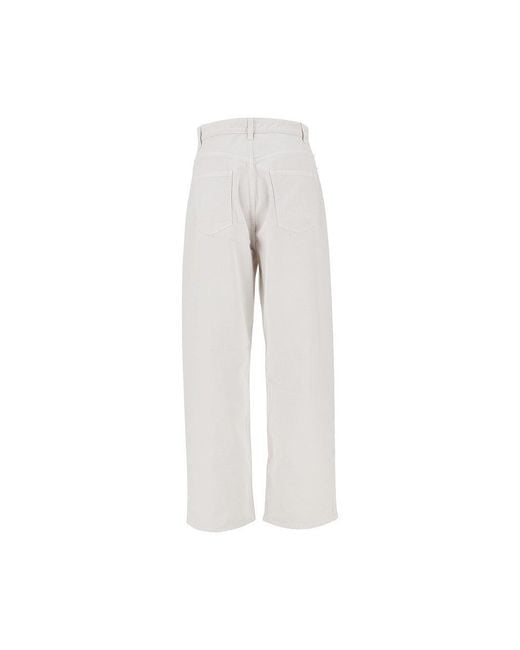 Phoebe Philo White Cotton Drill Drop Jeans