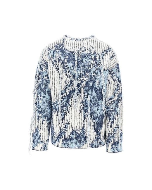 Laneus Blue Wool-Blend Crewneck Sweater for men