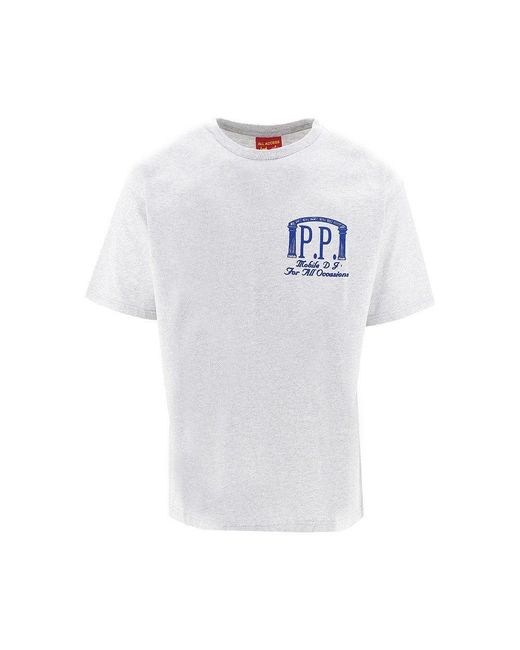 Public Possession White 'Mobile D J' Cotton T-Shirt for men