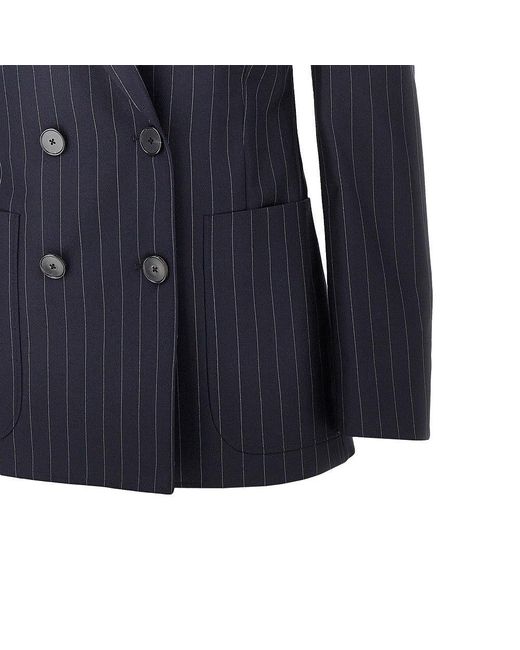 Givenchy Blue Pin-Striped Wool Double-Breasted Jacket