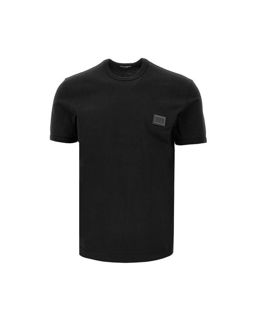 Dolce & Gabbana Black Logo Plate T-Shirt for men