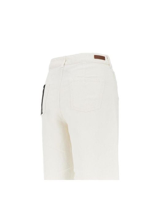 Emporio Armani White 'J33' Wide Cropped Leg Jeans